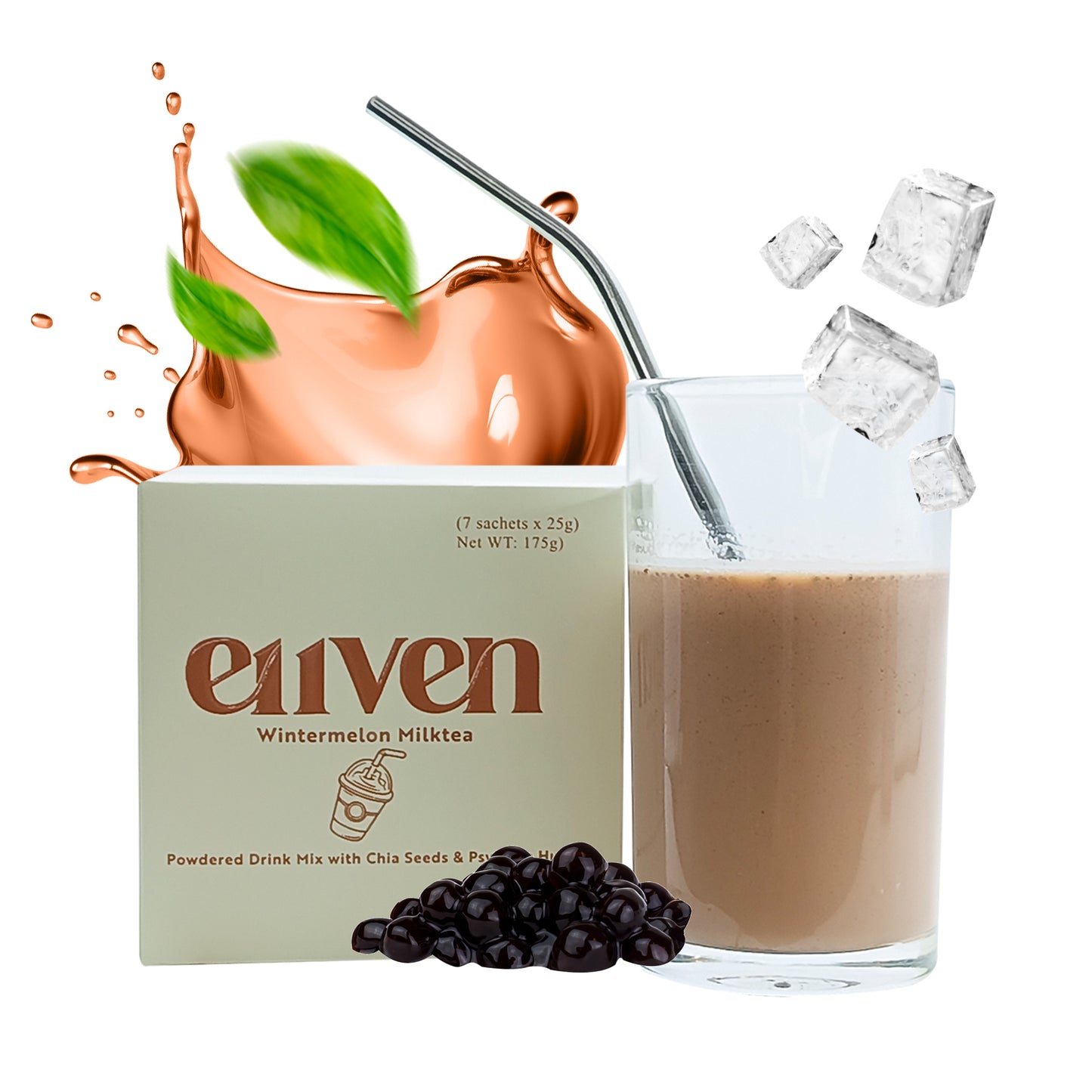 E11VEN Wintermelon Milktea with Chia Seed Powdered Drink 7 Sachets