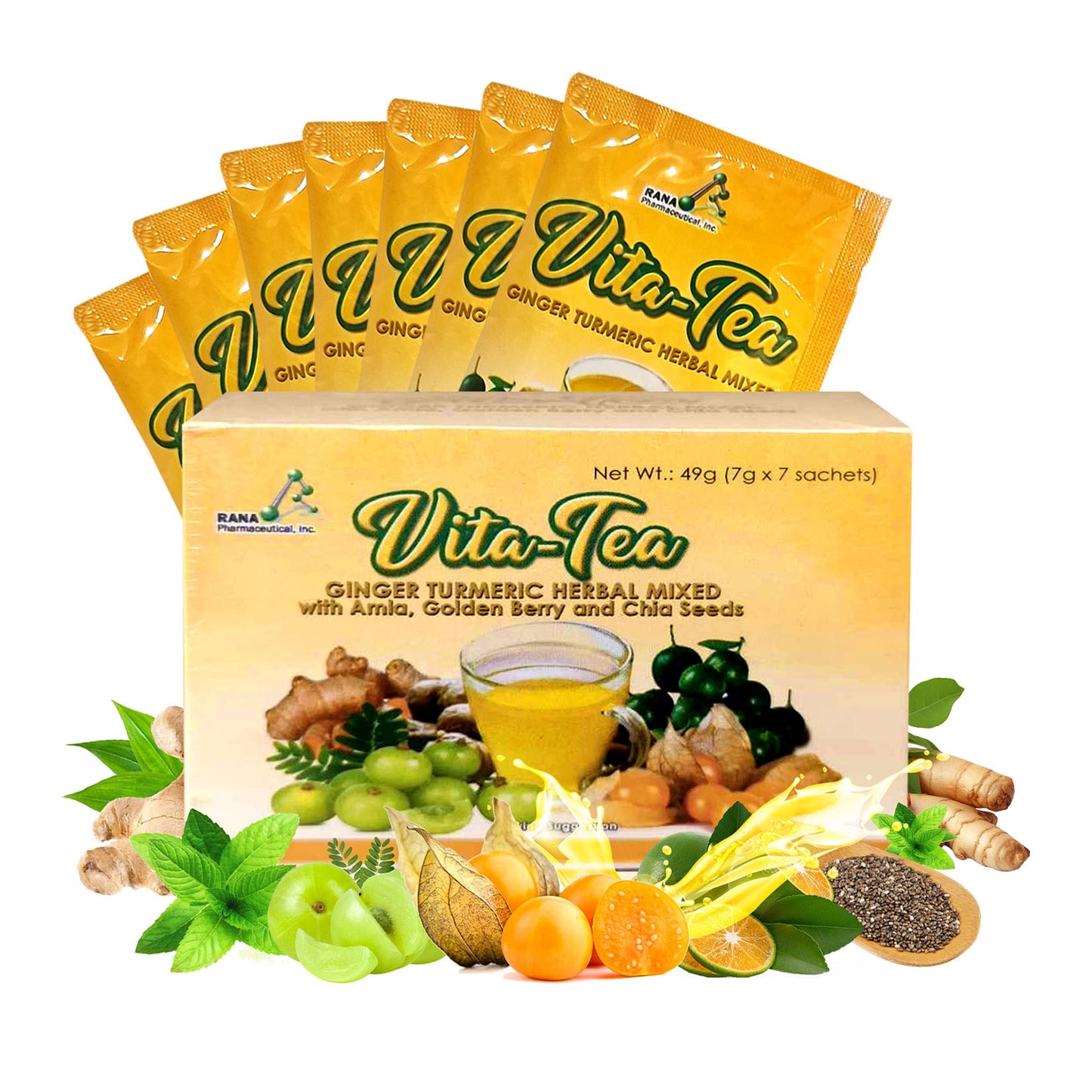 Vita-Tea Ginger Turmeric Herbal Mixed 7 Sachet