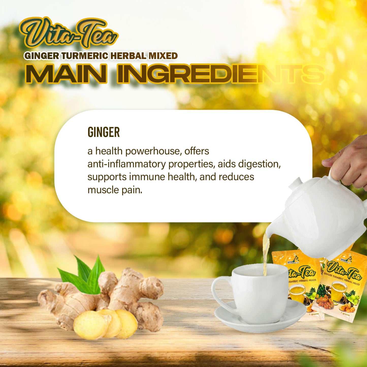 Vita-Tea Ginger Turmeric Herbal Mixed 7 Sachet