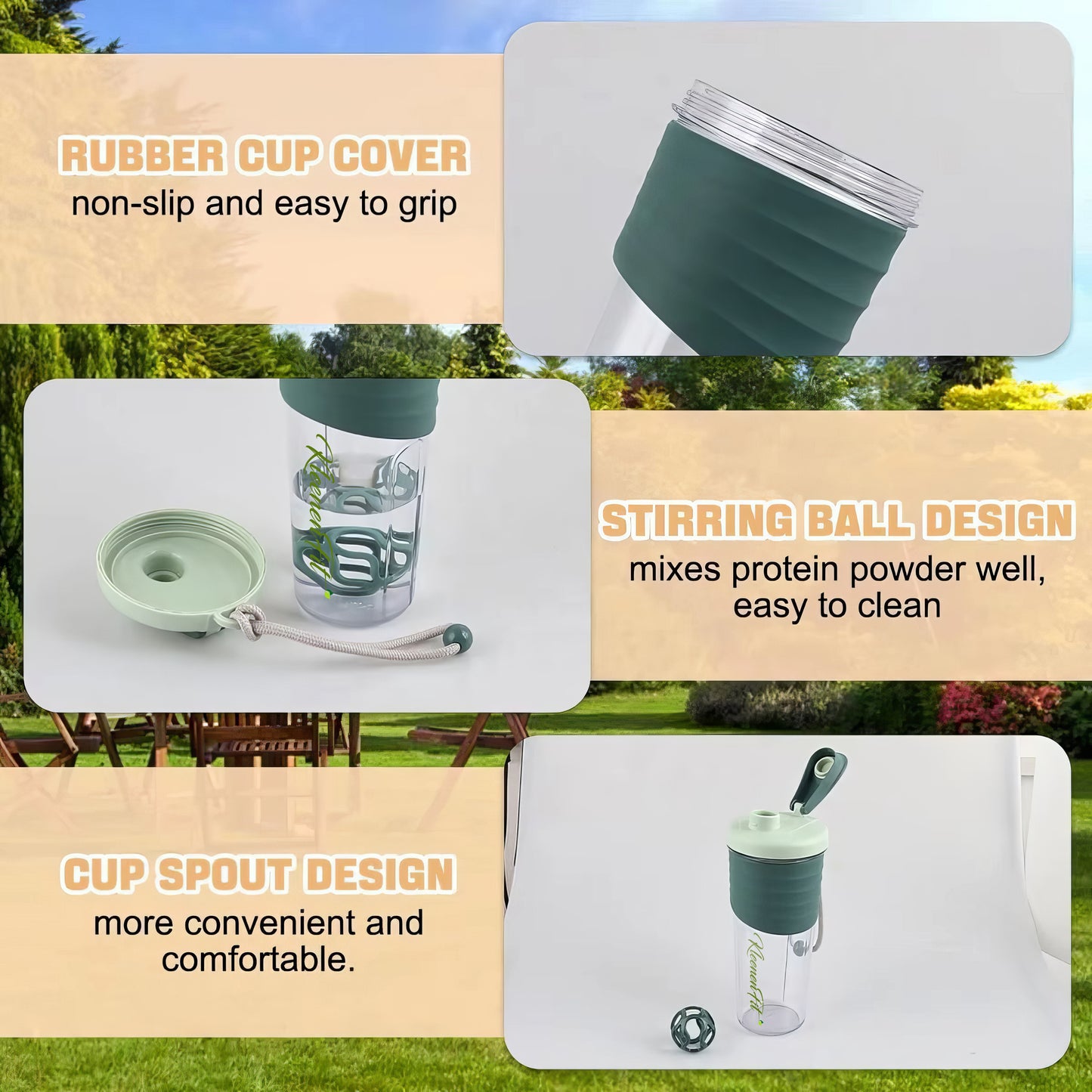 Kleenenfit Shaker Bottle - 710ml Venti SIze Leakage Proof AS Material Non-Slip with Box