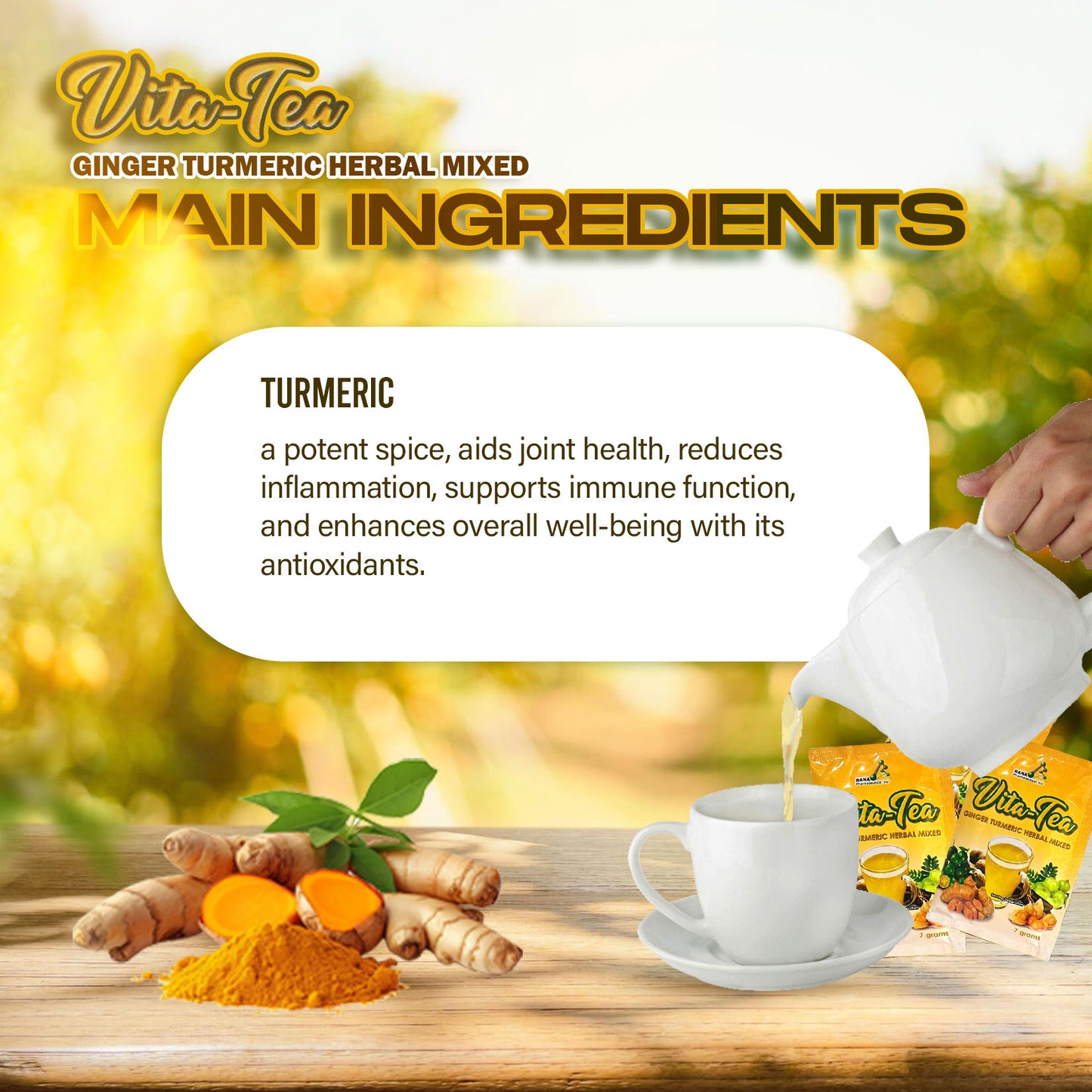 Vita-Tea Ginger Turmeric Herbal Mixed 7 Sachet