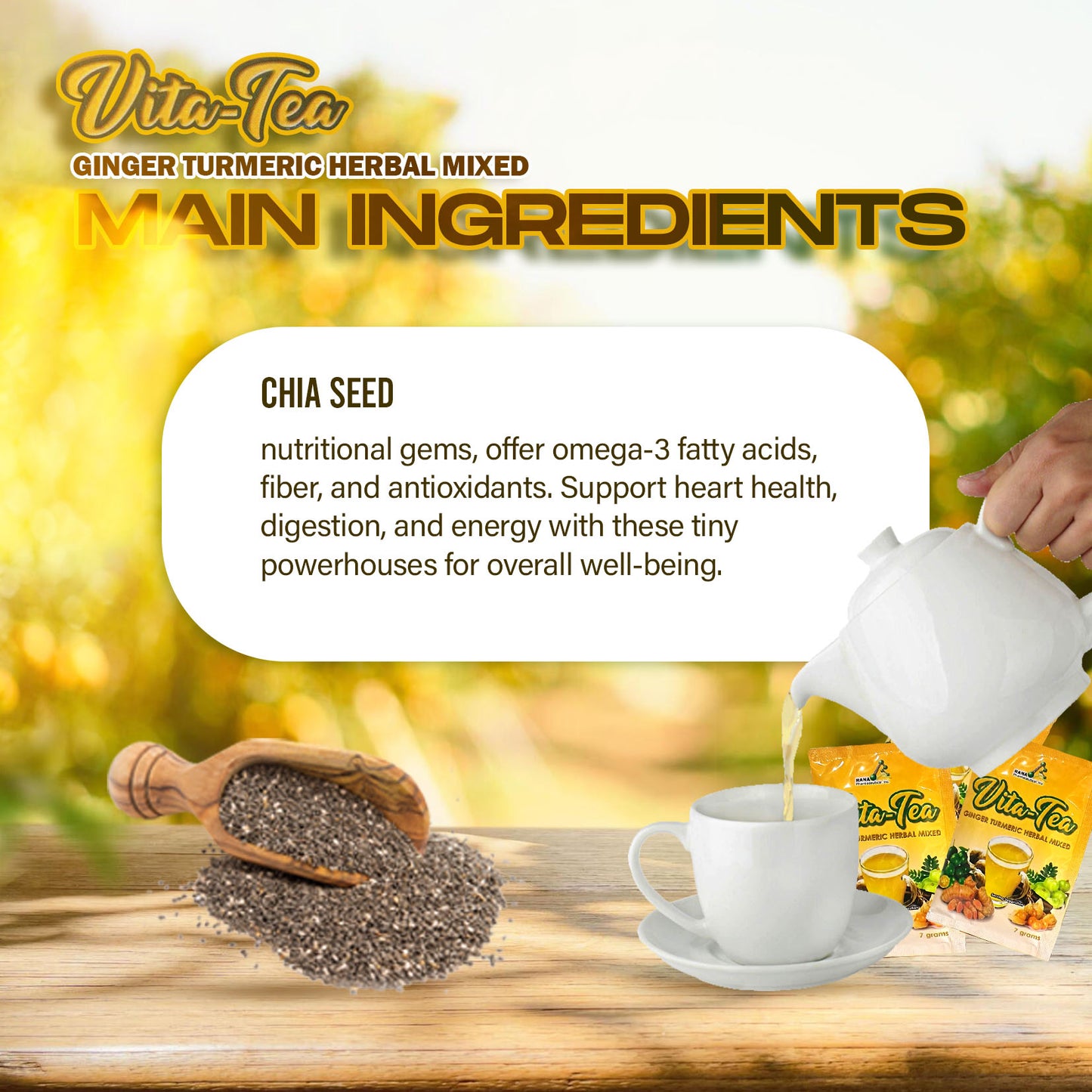 Vita-Tea Ginger Turmeric Herbal Mixed 7 Sachet