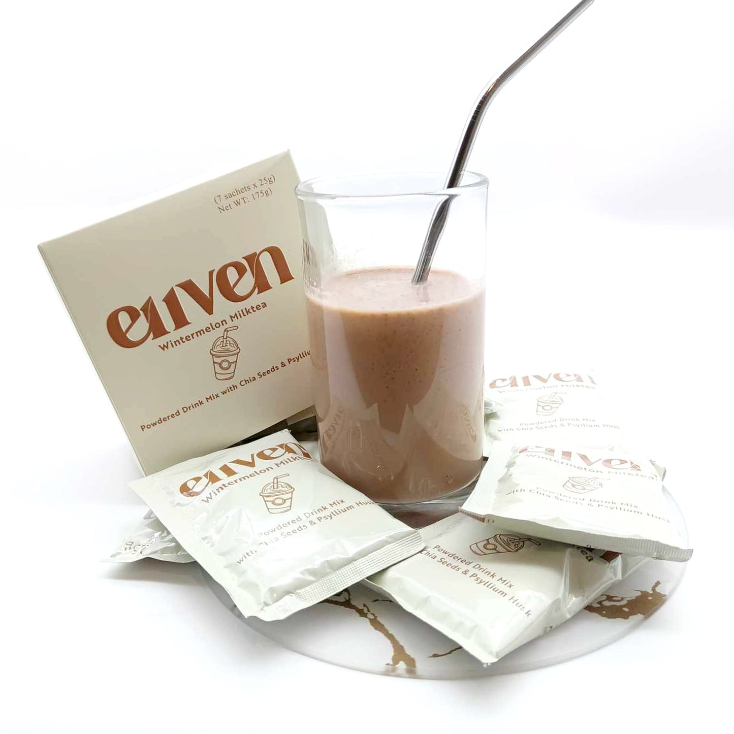 E11VEN Wintermelon Milktea with Chia Seed Powdered Drink 7 Sachets