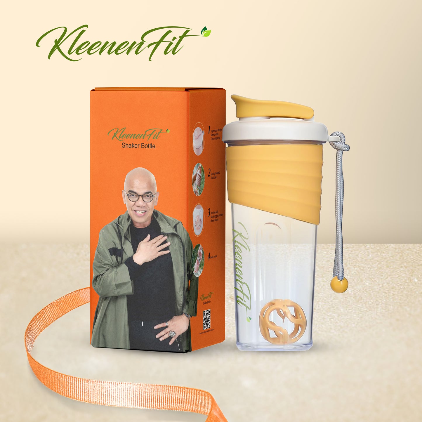 Kleenenfit Shaker Bottle - 710ml Venti SIze Leakage Proof AS Material Non-Slip with Box