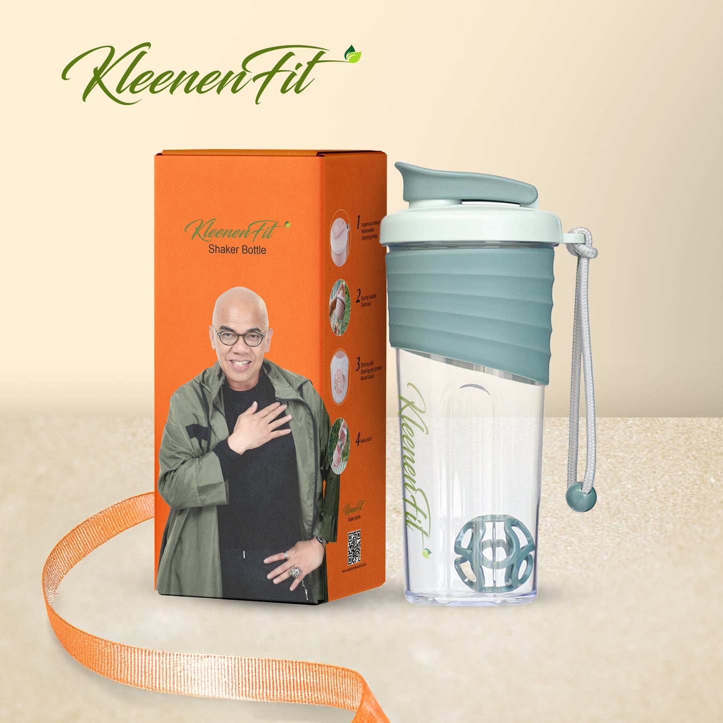 Kleenenfit Shaker Bottle - 710ml Venti SIze Leakage Proof AS Material Non-Slip with Box