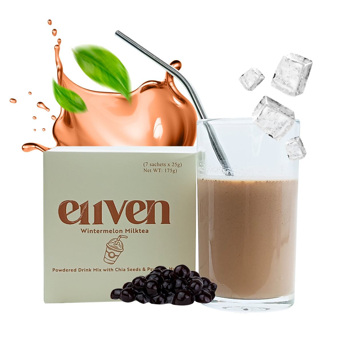 E11VEN Wintermelon Milktea with Chia Seed Powdered Drink 7 Sachets