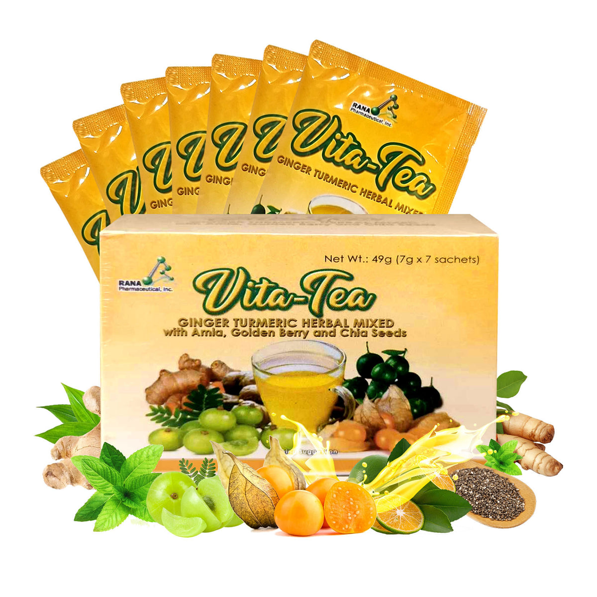 Vita-Tea Ginger Turmeric Herbal Mixed 7 Sachet