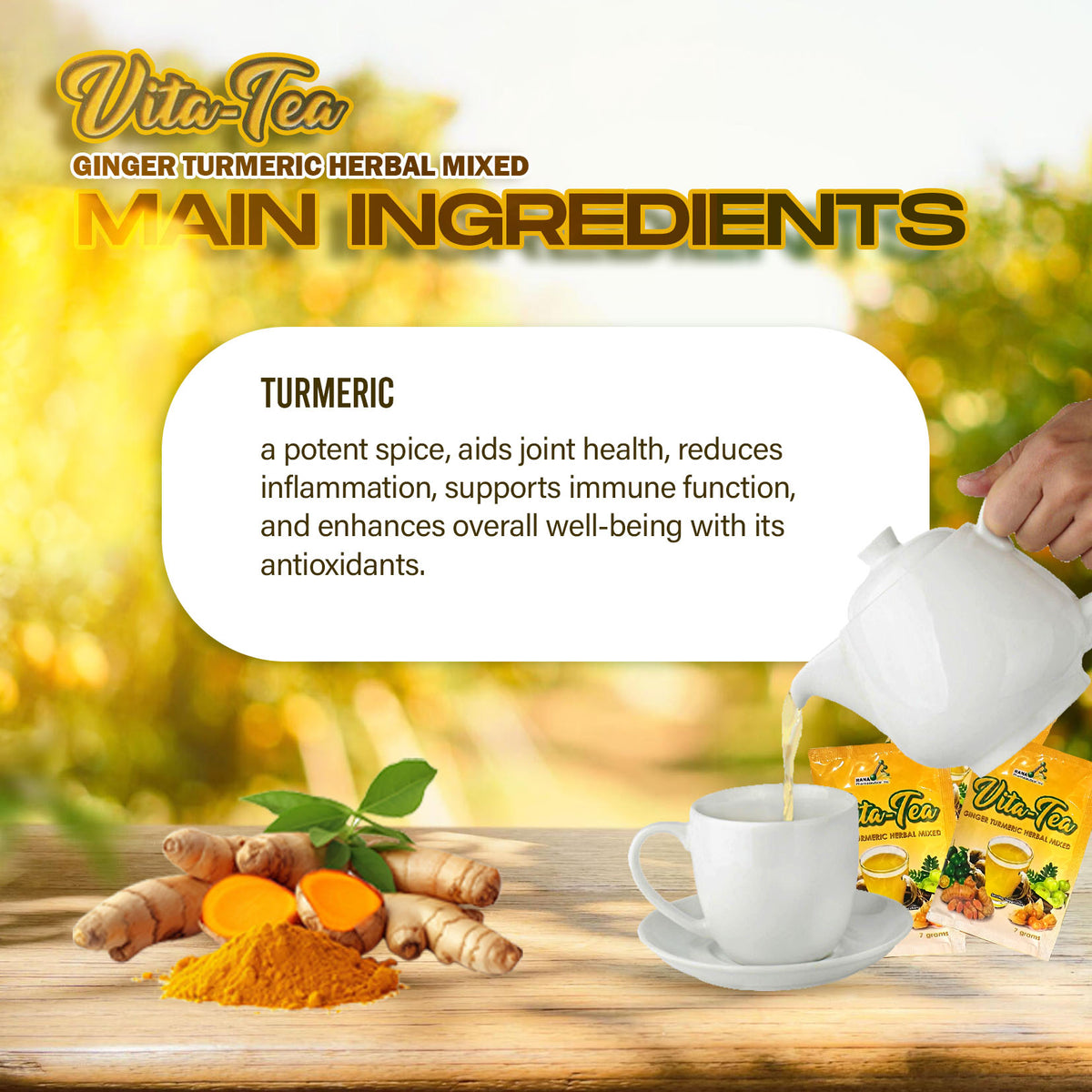 Vita-Tea Ginger Turmeric Herbal Mixed 7 Sachet