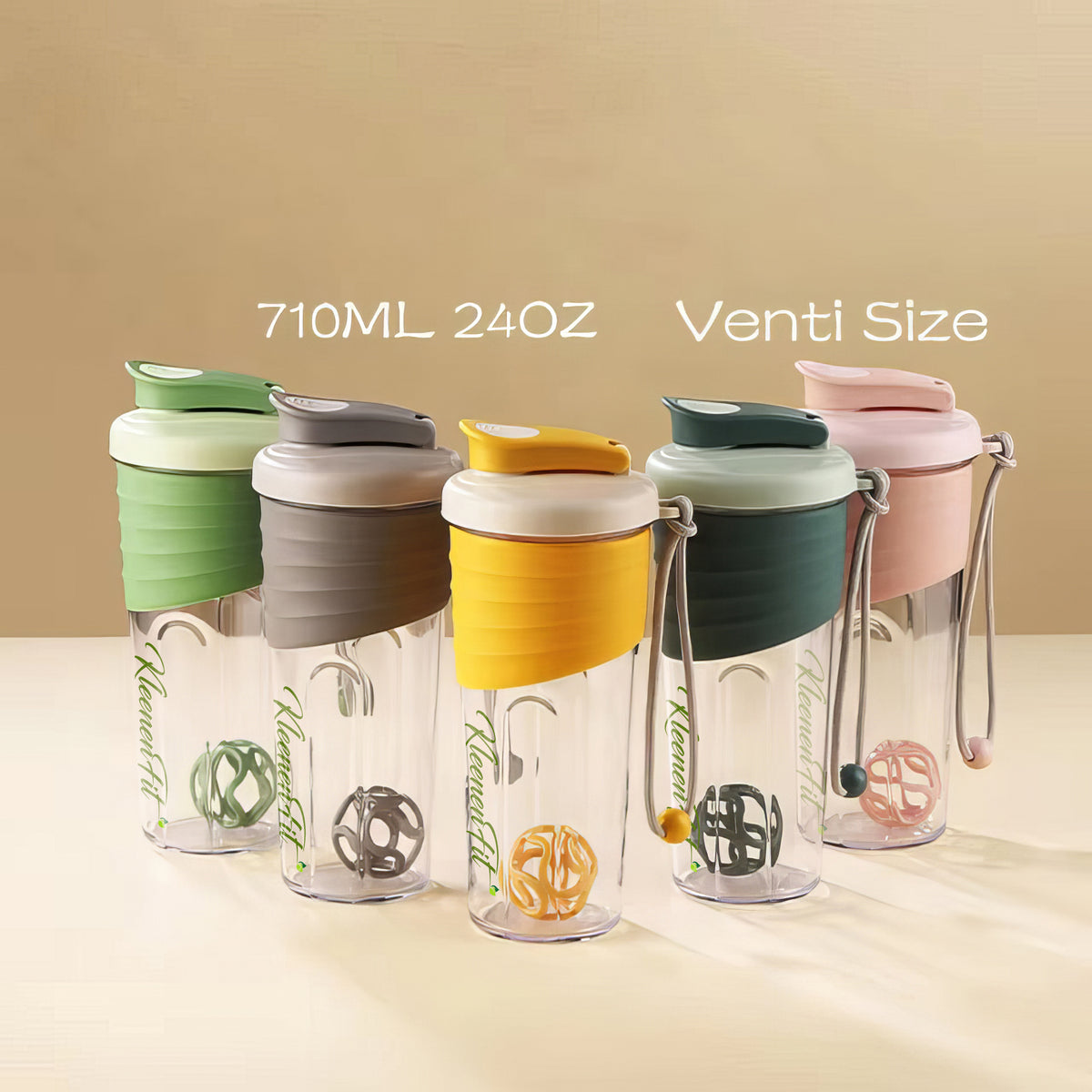 Kleenenfit Shaker Bottle - 710ml Venti SIze Leakage Proof AS Material Non-Slip with Box